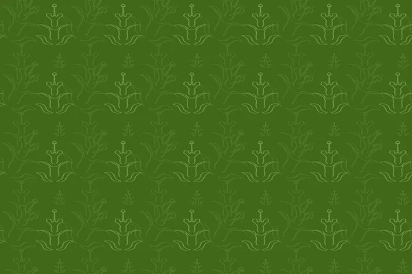 Seamless Green Background with Floral Pattern — Stock Photo, Image