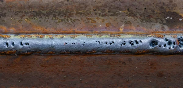 Weld defect. The work was carried out using semi-automatic arc welding. MIG welding.