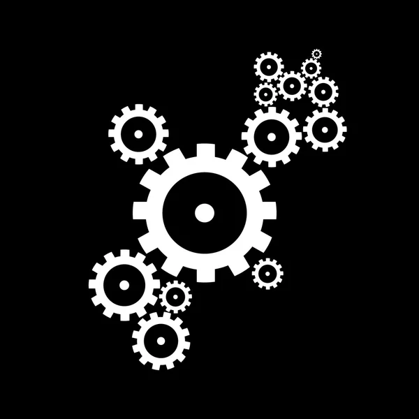 Abstract vector cogs, gears on black background — Stock Vector