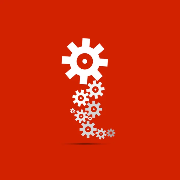 Abstract vector radertjes, gears op rode achtergrond — Stockvector