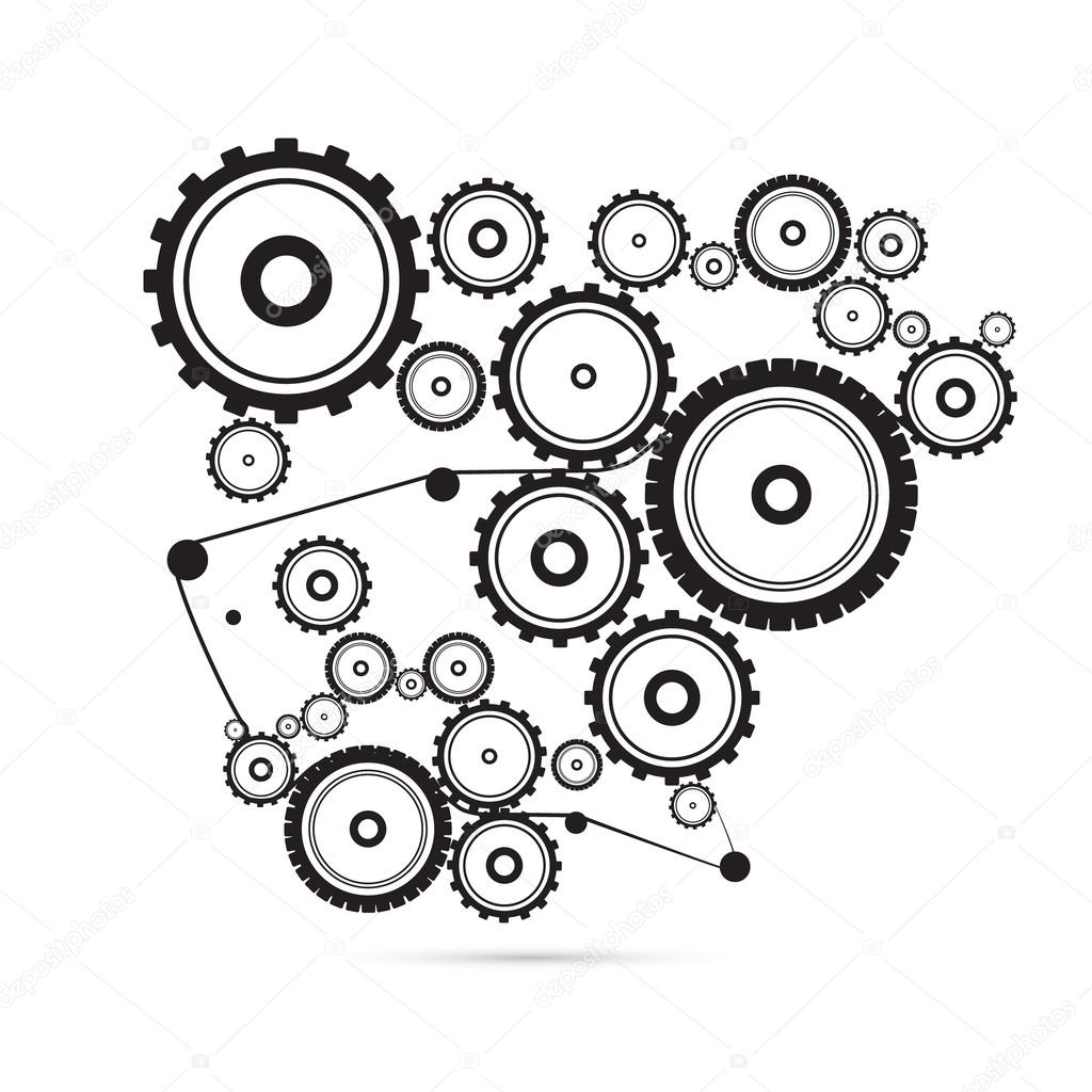 Abstract vector cogs, gears on white background