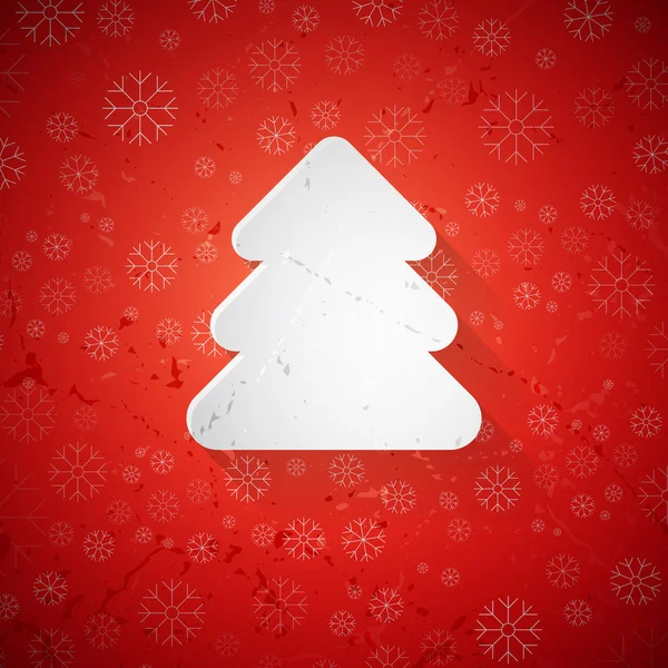 Árbol de Navidad vectorial hecho de papel sobre fondo rojo — Archivo Imágenes Vectoriales