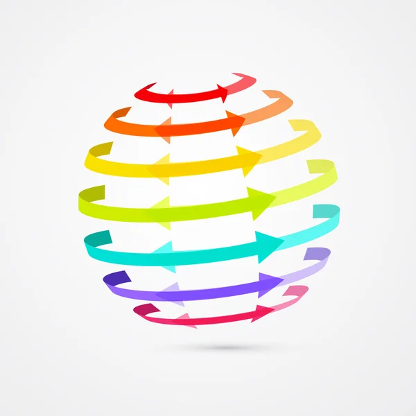 Flèches en forme de sphère vectorielle colorée sur fond blanc — Image vectorielle