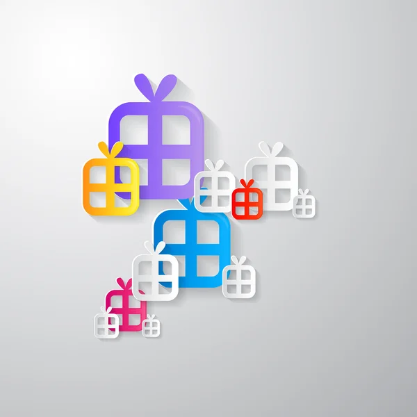 renkli hediye, hediye kutuları gri arka plan üzerinde kağıt yapılmış