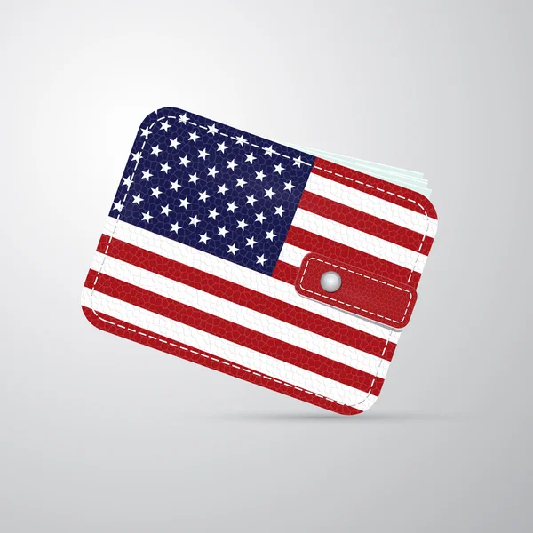 Vector american flag leather wallet, billfold — Stock Vector