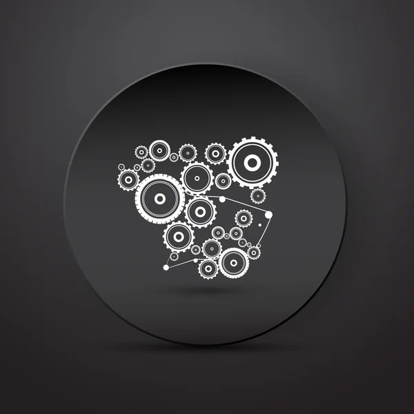 Abstract vector radertjes, gears op zwarte abstracte achtergrond — Stockvector