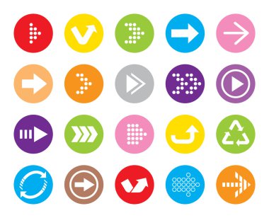 renk ok işareti vektör simge seti. basit daire şekli internet düğmesi.