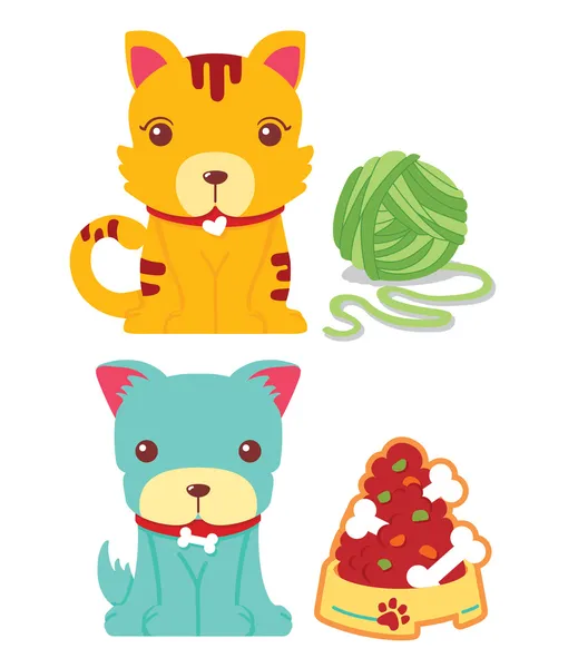 Cute Cat e Dog Vector — Vetor de Stock