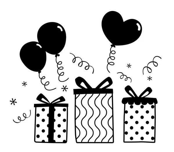 doğum günü hediyesi balon parti siluet vektör