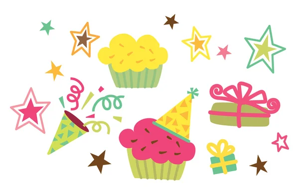 Doğumgünü Keki, hediye vektör yıldız,