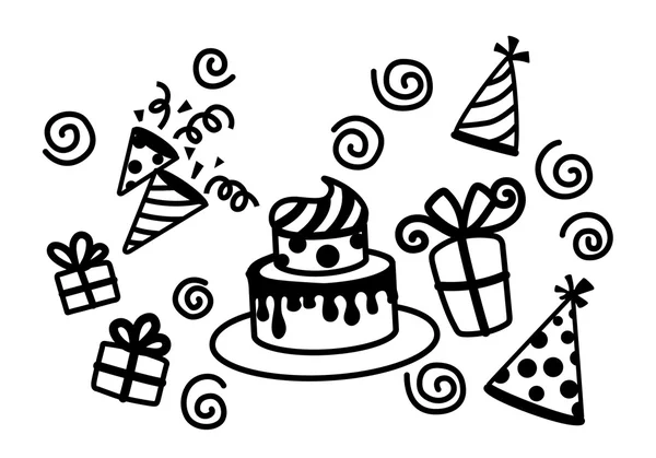 doğum günü pastası & şapka parti vektör