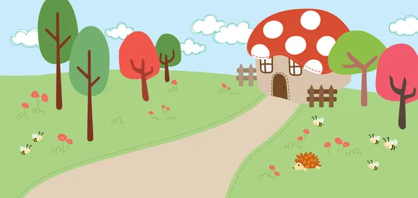 Elfe maison de champignons rouges — Image vectorielle