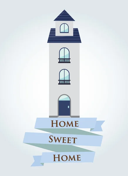 Blue Home sweet home with ribbon sign — Stock Vector