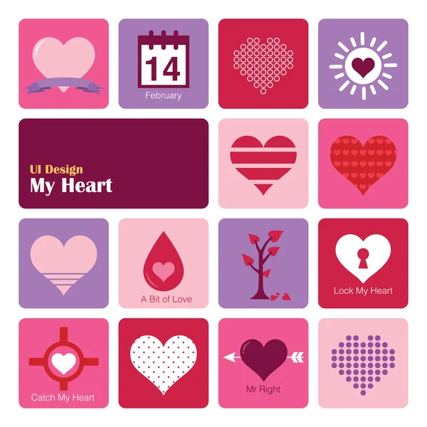 kalp simgeler, düz UI tasarım trend