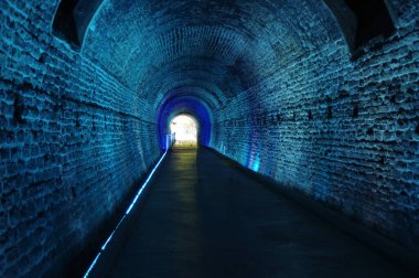 Mavi ışıklı tuğla tren tavanı