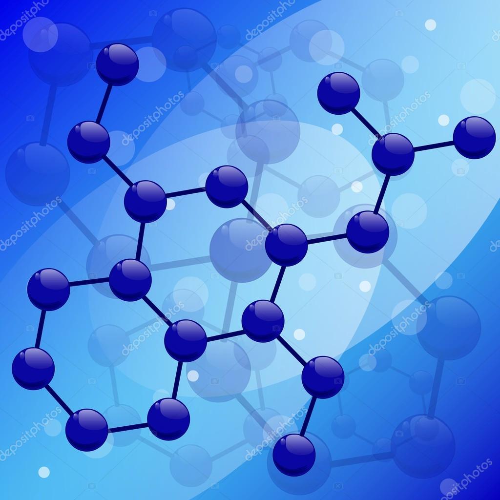 Bond between the molecules on a blue background