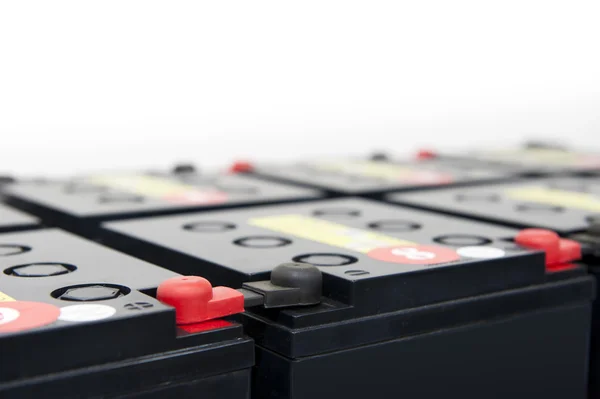 Batteries for uninterruptible power supply with black and red pole — Stock Photo, Image