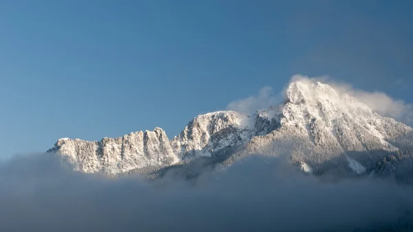 Soğuk kış günü bulutlu Zirvesi'nde Avrupa, Avusturya, tirol, reutte görkemli karlı Dağları — Stok fotoğraf