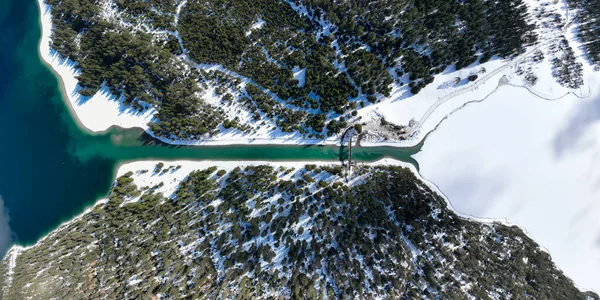 Canal Connects Two Alpine Lakes Plansee Heiterwanger See Winter Ice — Stock Photo, Image