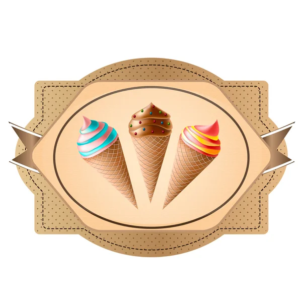 Label with ice cream — Stock Vector