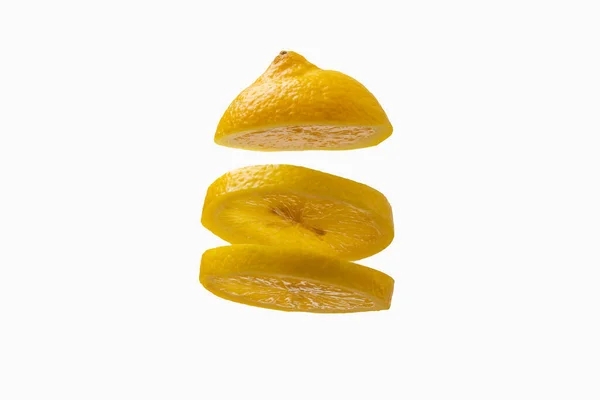 Tranches Citron Jaune Rang Les Unes Sur Les Autres Citron — Photo