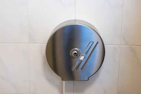 Silver Toilet Paper Holder Toilet — ストック写真