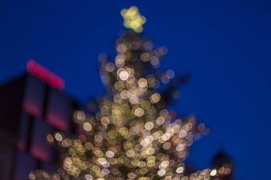 Colorful background of Christmas tree lights. Nice bokeh