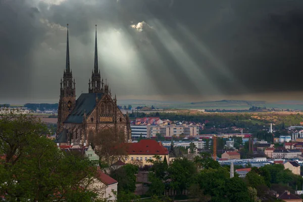Погляд Місто Брно Чеській Республіці Європі Точки Зору Спілберка Домінуючою — стокове фото