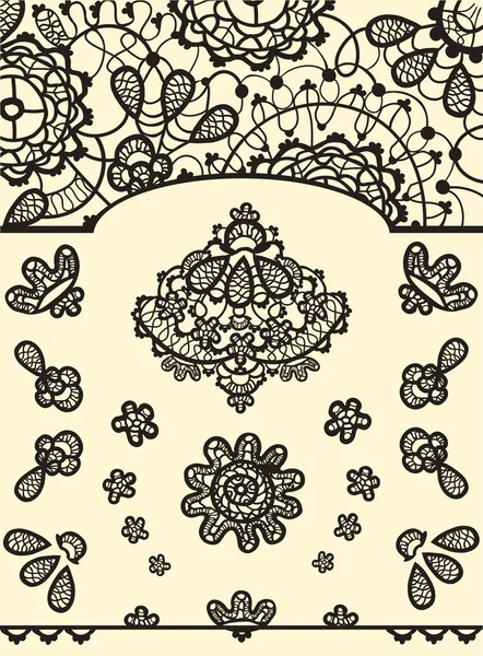 Set of vector vintage lace elements — Stock Vector