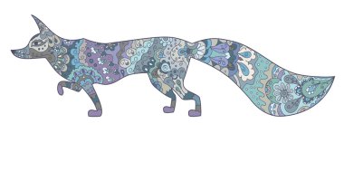 elle çizilmiş çiçek desenli tilki