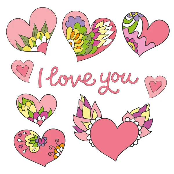 Set of doodle hearts — Stock Vector