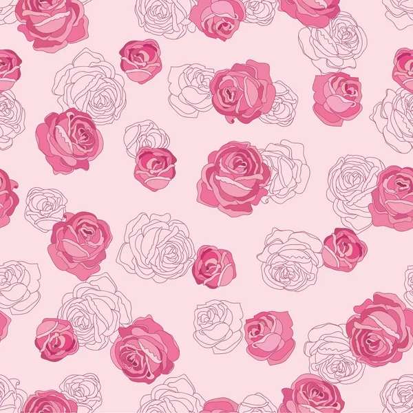 Naadloze patroon roze rozen — Stockvector