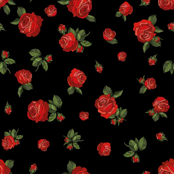 无缝模式的红玫瑰 — 图库矢量图片