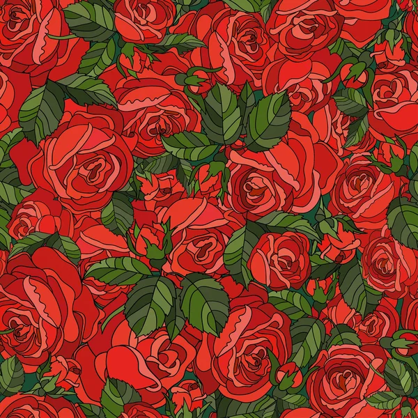 Patrón sin costuras rosas rojas — Vector de stock