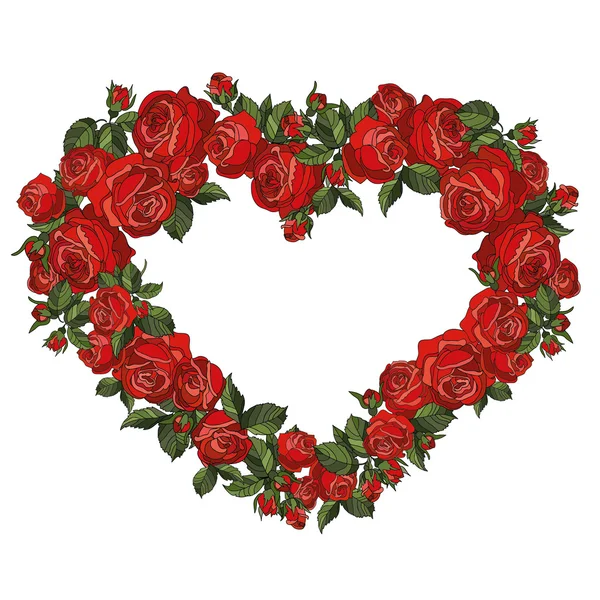 Srdce frame červených růží Stock Ilustrace