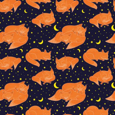 Dikişsiz desen uyuyan tilki