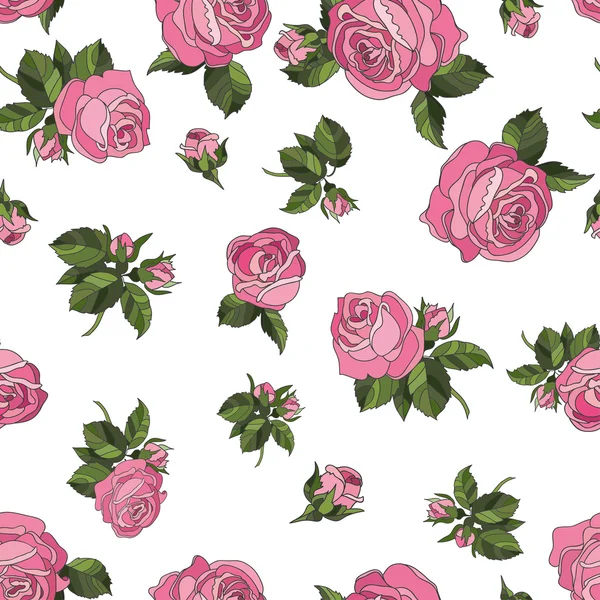 Seamless pattern pink roses — Stock Vector