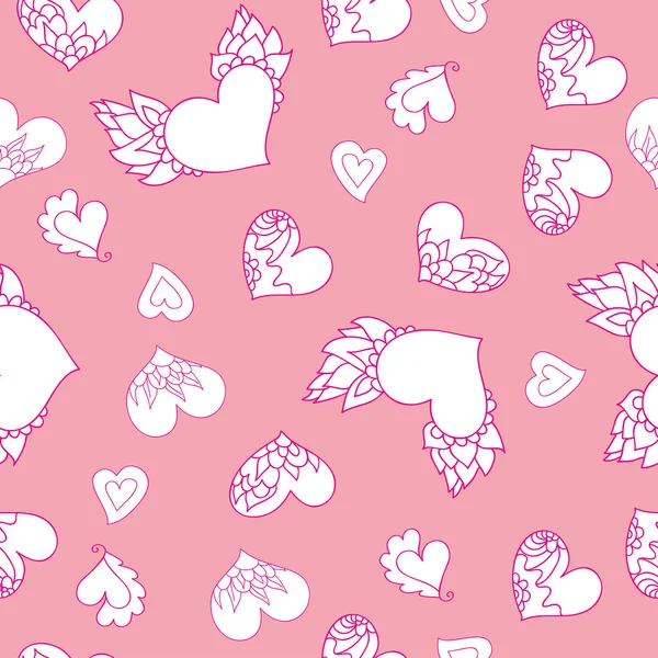 Bezešvé pattern roztomilý doodle srdcí — Stockový vektor