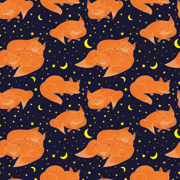 Bezešvé pattern spící lišky Vektorová Grafika