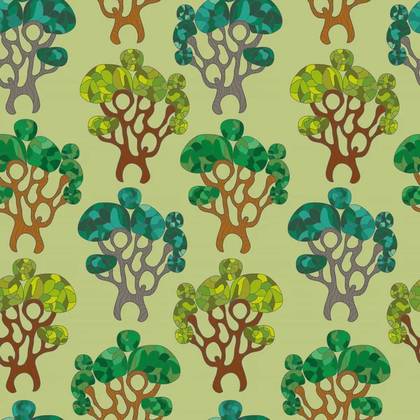 Seamless pattern cute trees — Stock Vector