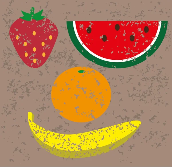 Conjunto de frutas estampadas — Vector de stock