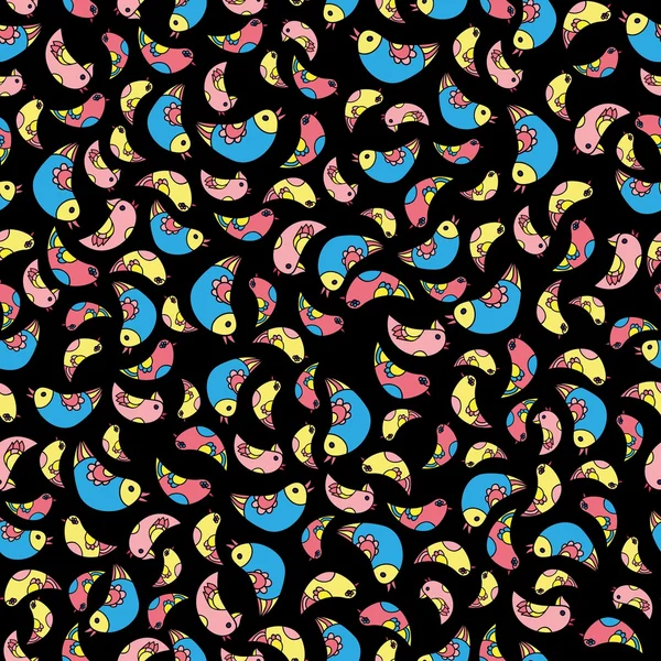 Seamless pattern cute birds — Stock Vector