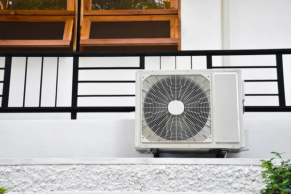 White One Unit Conditioning Ventilator Installed Wall New Building Soft — Stockfoto