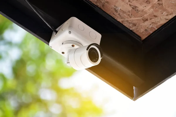 Caméras Cctv Installées Sur Faisceau Acier Maison Pour Enregistrer Faire — Photo