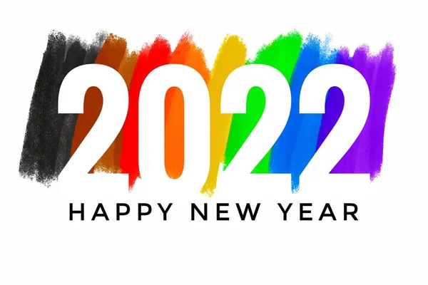 Nomor 2022 Dalam Warna Pelangi Dengan Teks Happy New Year — Stok Foto