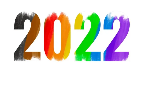 Gökkuşağı Renklerinde 2022 Numara Gurur Ayında Haziran Tüm Dünyada Lgbtq — Stok fotoğraf