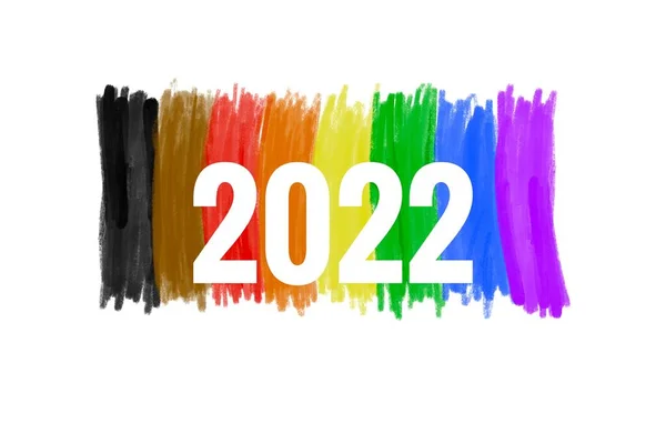 Número 2022 Colores Arco Iris Concepto Para Las Celebraciones Comunidad — Foto de Stock