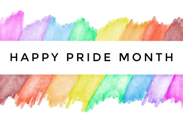 Rainbow Art Drawing Texts Happy Pride Month Rainbow Background Lgbtq — Stock Photo, Image