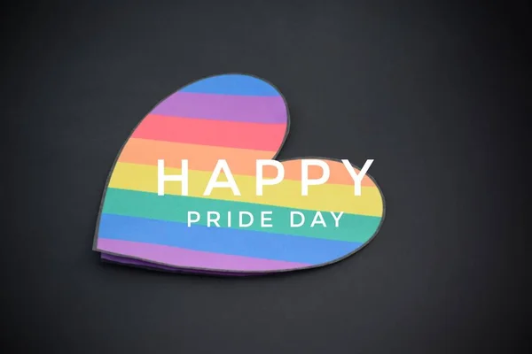 Regenbogenherz Mit Texten Wie Happy Pride Day Konzept Für Lgbt — Stockfoto