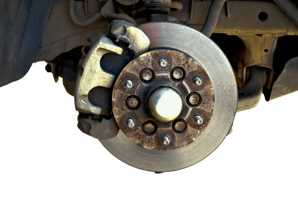 Isolated Rusty Truck Rear Wheel Hub Garage Clipping Paths — Foto Stock